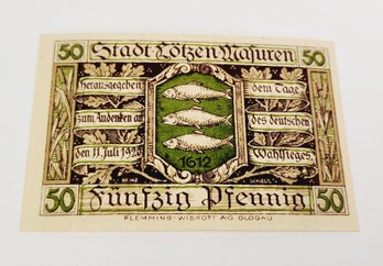 Antique.... 1921s Notgeld  50 Pfennig Bank Note  German For 'emergency Money' UNC Condition