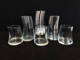 Set Of 6 Vintage Libbey 'Bravura' Curved Shaped Water & Rocks Glasses