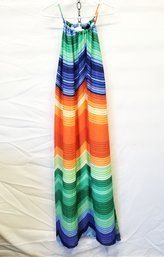 Women's Ashley Stewart Multicolor Striped Ombre Halter Maxi Dress Size 26-28