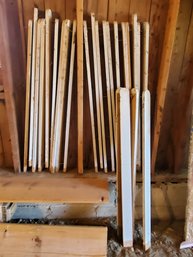 Lot Of Vintage White Wood Painted Round Topped Fence Pickets