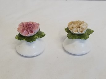 Antique Ashley Fine Bone China Pink & White Flower Salt And Pepper Shakers