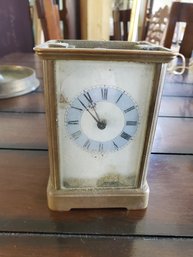 Vintage Seth Thomas Small 4' Rass Desk Clock - For Repair Or Parts