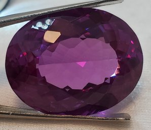 Fabulous 44.70 Carat Natural Oval Brazilian Purple, Pink & Gray Alexandrite 24.46mm X 19.17mm X 10.78mm