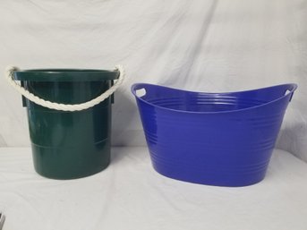 Plastic Storage Tub & 5-Gallon Bucket With Rope Handle