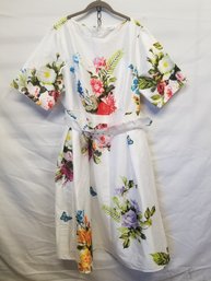Women's Eshakiti Floral With Butterflies Belted Dress - Size 3X-26W