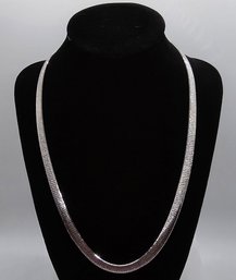 Sparkling Italian, Rhodium Over Sterling Herringbone Necklace With Extender