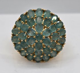 Premium Grandidierite Cluster Ring In Yellow Gold Over Sterling