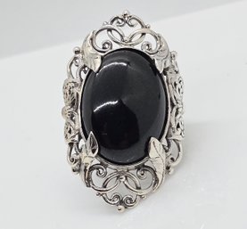 Black Tourmaline Ring In Sterling Silver