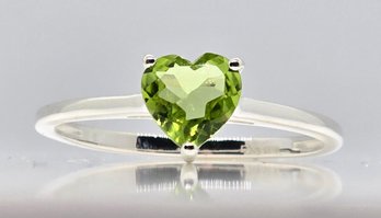 Peridot Heart Ring In Sterling Silver