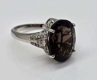 Columbianite, White Zircon Ring In Platinum Over Sterling