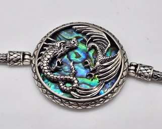 Bali, Abalone Shell Phoenix & Dragon Bracelet In Sterling