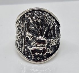 Bali, Sterling Silver Elephant & Tree Ring