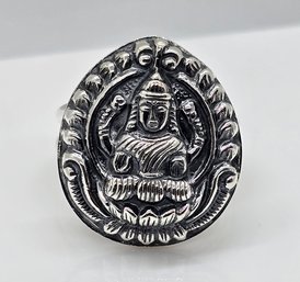 Indian Goddess Ring In Sterling Silver