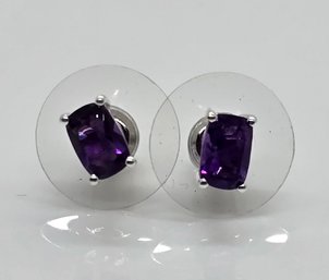 Amethyst Stud Earrings In Sterling Silver