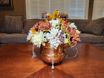 Faux Flower Centerpiece With Metal Base, Made In India