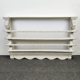 Painted White Plate Rack With Lion Heads