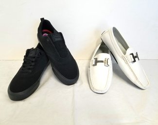 Men's White BRIX Driving Moccasins Loafers -size 8.5 & Men's LEVI'S Black Canvas Sneakers Size 10.5