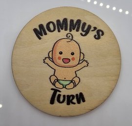Double-sided Mommy Daddy Wooden Coin