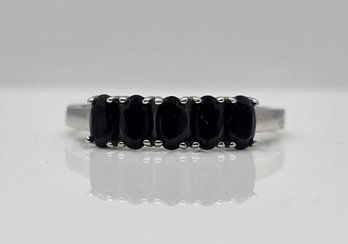 Midnight Sapphire 5 Stone Ring In Stainless Steel