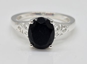 Australian Black Tourmaline Ring In Sterling