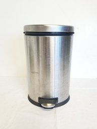 Mini Oval Brushed Metal 1.3 Gallon Trash Can With Foot Pedal