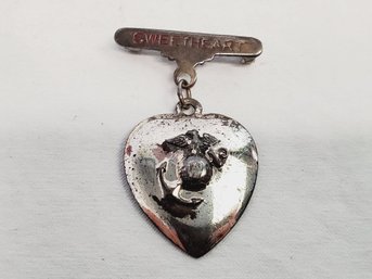 Vintage Sterling Silver US Marine Corp Sweetheart Pin