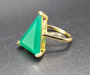 Verde Onyx Solitaire Ring In Yellow Gold Over Sterling