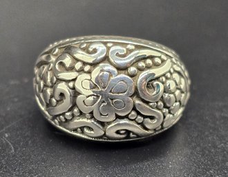 Sterling Silver Floral Dome Ring