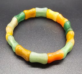 Multi-color Aventurine Bamboo Block Stretch Bracelet