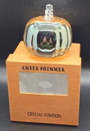 Vintage Amber Shimmer Crystal Pumpkin Paperweight