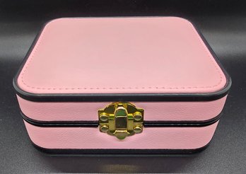 Pink Faux Leather Travel Jewelry Box With Lock