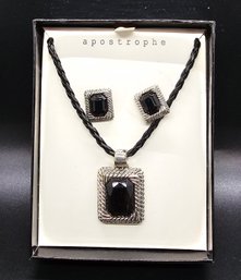 Vintage Apostrophe Earrings & Pendant Necklace Set