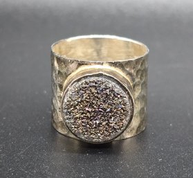 Vintage Sterling Silver Drusy Quartz Ring