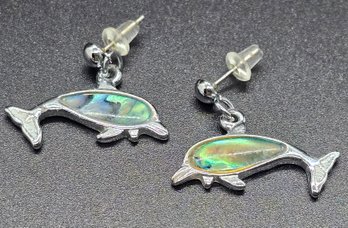 Vintage Abalone Dolphin Earrings