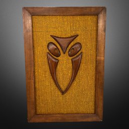 MCM Abstract Teak Owl On Tweed Art