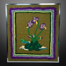 Heavy Needlepoint Purple Flower Art