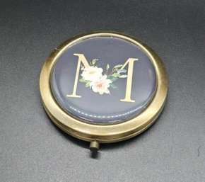 Vintage Monogrammed M Double Mirror Compact