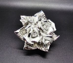 Adorable Silver Cornucopia Floral Trinket
