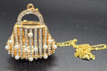 Beautiful Austrian Crystal Purse Pendant Necklace