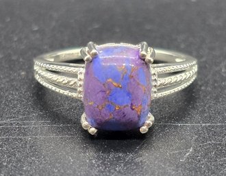 Purple Turquoise Solitaire Ring In Sterling Silver