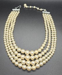 Stunning Vintage Faux Pearl Multi Strand Necklace