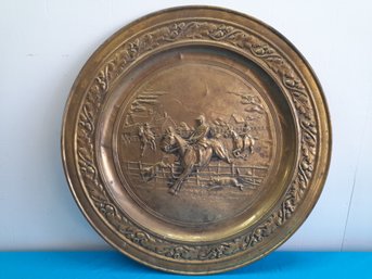 Brass Wall Decor Tray Horse Dog Hunting