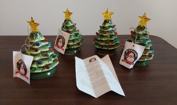 4 MR. CHRISTMAS MINI NOSTALGIC LIGHT UP CHRISTMAS TREES