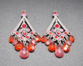 Vintage Red & Pink Dangle Earrings