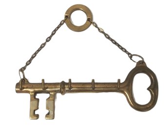Vintage Brass Key Shaped Key Holder Wall Mount