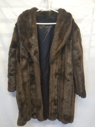Women's Vintage Giorgio Sanetti Open Front Faux Fur Coat - Made In Italy