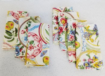 Set Of 7 Vintage Savoy Floral Pattern Fabric Napkins By W.c. Designs