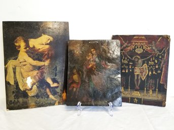 Rare Selection Of Three Antique Religious Wall  Art