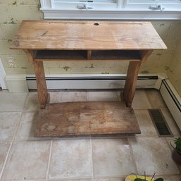 Very Cool Rustic Wood Antique School Desk