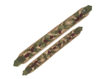 Pair Of Ceramic Olive Boat Trays With Holly & Green Leaves